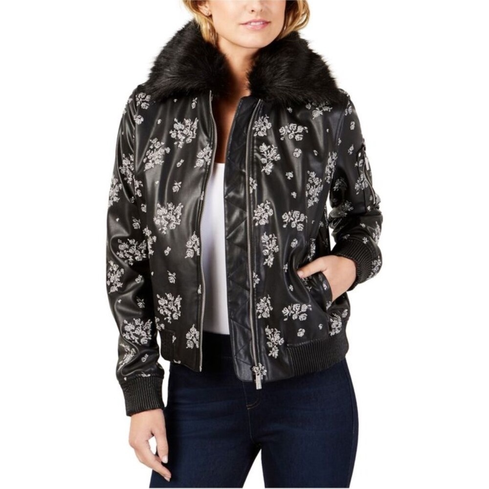 Michael Kors Black Floral Bomber Jacket - Picture 2 of 8
